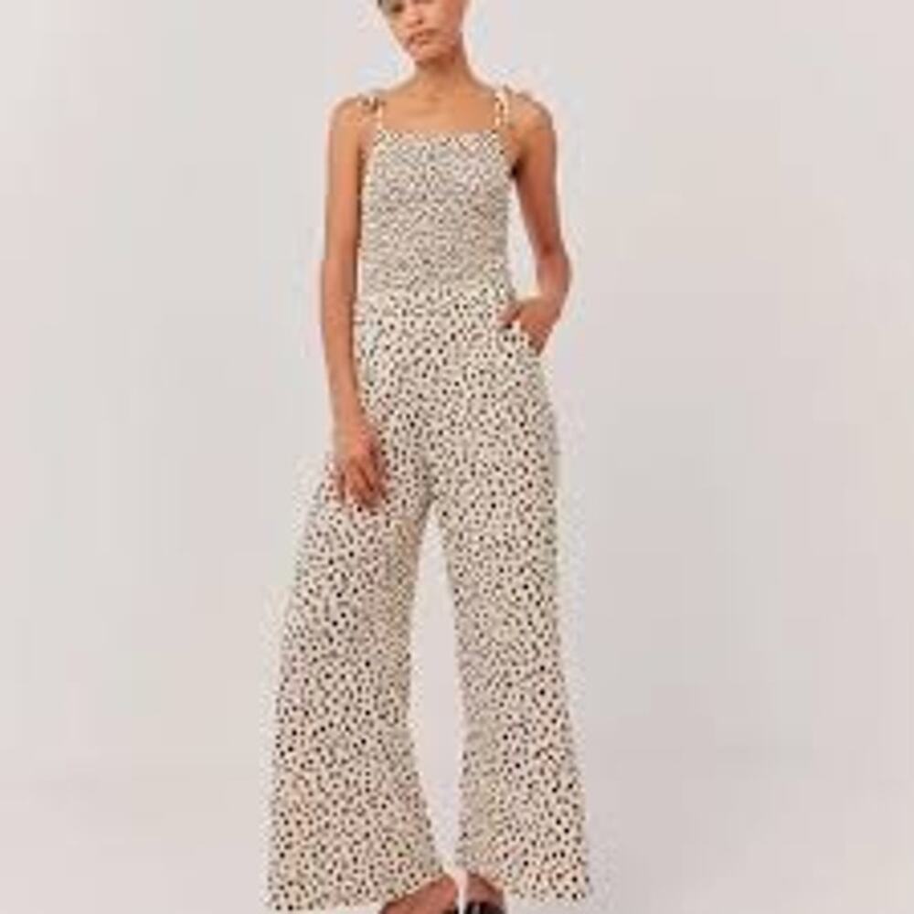 Pact Cream and Black Polka Dot Jumpsuit